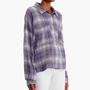 Foever 21 Purple Multi Plaid Button Front Shirt L